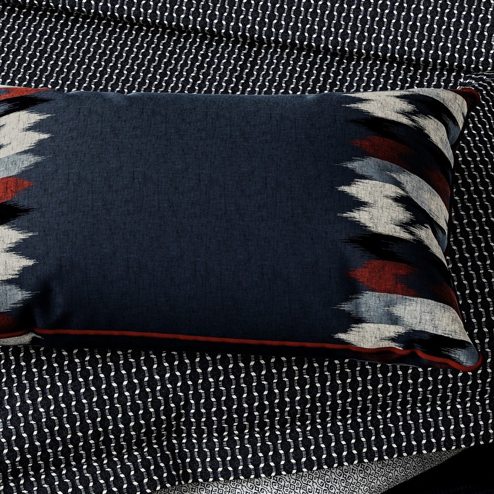 Aruni Flamestitch Cushion by Bedeck of Belfast in Midnight Blue